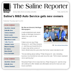 Read About Us In The Saline Reporter